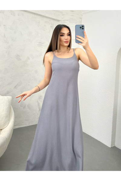 modavingo ΓΥΝΑΙΚΕΙΟ ΜΑΚΡΥ ΦΟΡΕΜΑ ΜΕ ΓΚΡΙ ΛΑΝΤΑ