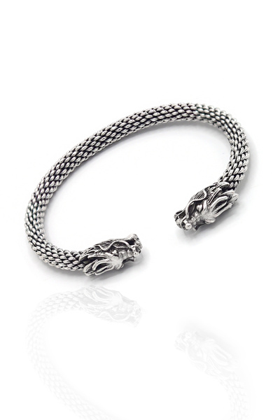 Midyat Nurtaş Gümüş Ejderha Model 925 Ayar Saf Gümüş Erkek Hasır Bilezik 2010...