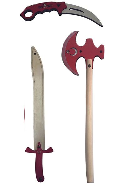 Ahtek Super Set of 3, Wooden Sword + Ax + Karambit Set