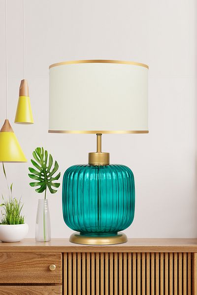 MINIMAL ETICARET VE BILGI TEKNOLOJILERI Intense Transparent Bondi Green Gold Glass Lampshade
