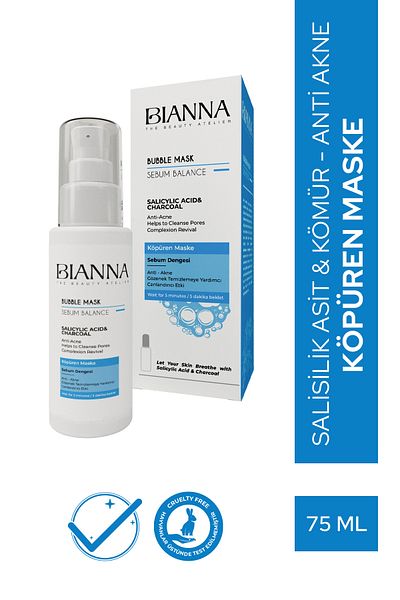 Bianna Foaming Mask Bubble Mask Salicylic Acid & Charcoal - Anti Acne Foaming Mask - 75 ml