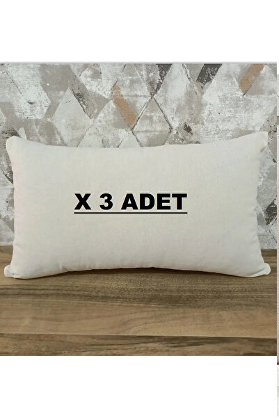 İdil Hobi Market Ham Rengi Keten Kırlent Kılıfı Dikdörtgen Kırlent Kılıfı 3 Adet