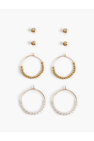 Koton Women's Earring Set with Pearl Detail