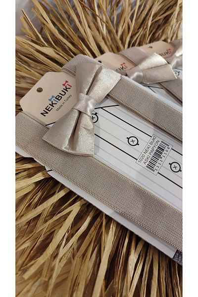 Monkabox Σετ λουράκι παπιγιόν μπεζ