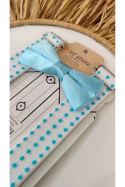 Monkabox Σετ παπιγιόν με μπλε πουά λουράκι 2-9 ετών