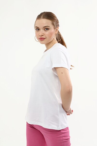 Miss Murem Round Neck Basic T-shirt-white