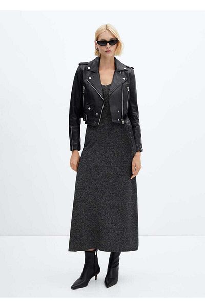 MANGO Woman Long dress with Lurex fabric