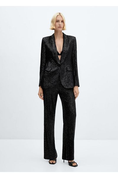 MANGO Woman Sequined Fabric Trousers