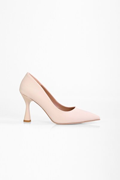 Shoeberry Dámské matné saténové boty Magda Nude na podpatku jehlové