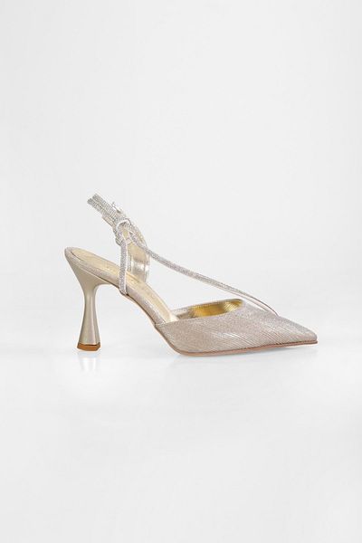 Shoeberry Damen Leroy Gold Glitzernde Stein Absatzschuhe Stiletto