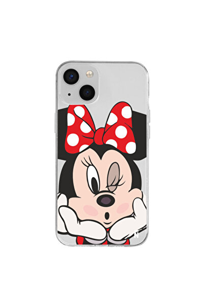 Casen iPhone 13 Mickey Tasarımlı Şeffaf Silikon Telefon Kılıfı