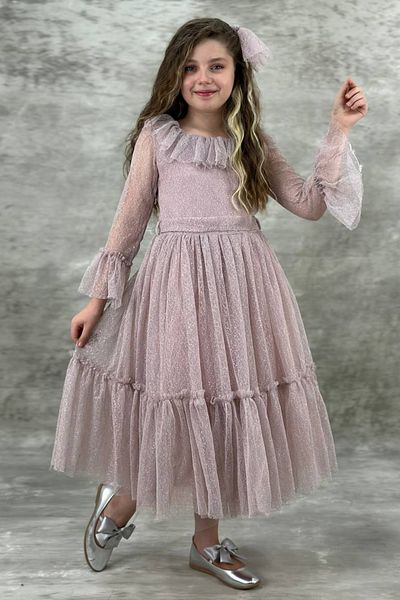 Tarz Çocuk Sparkly Girls Βραδινό Φόρεμα Παιδικό Αποφοίτηση Αρραβωνιαστικό Λιλά Φόρεμα
