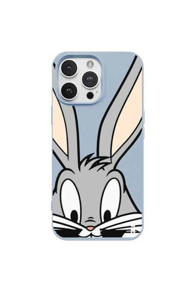 Casen iPhone 15 Pro Max Bugs Bunny Smile Tasarımlı Mavi Renkli Silikon Telefo...