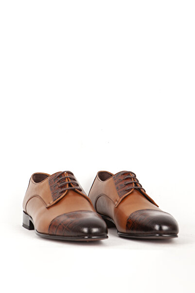 Dericlub Men's Genuine Leather Sole Handmade Classic Shoes Real Leather Osc 2445 Mustard