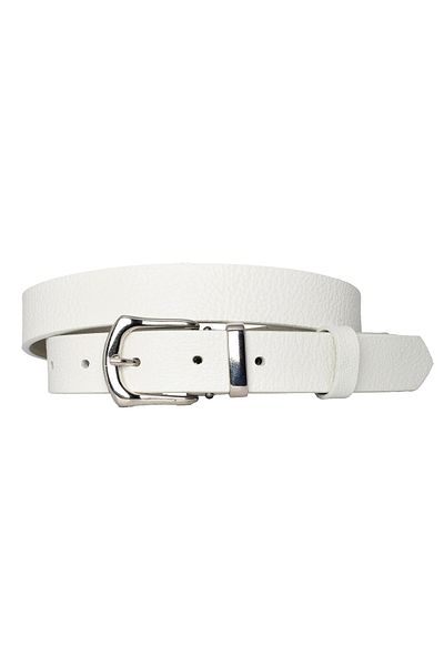 GoDeri cataramă argintie din piele naturală 100%, curea de damă alb lapte cu punte metalica, 3 cm=3cm-kd-41-argint