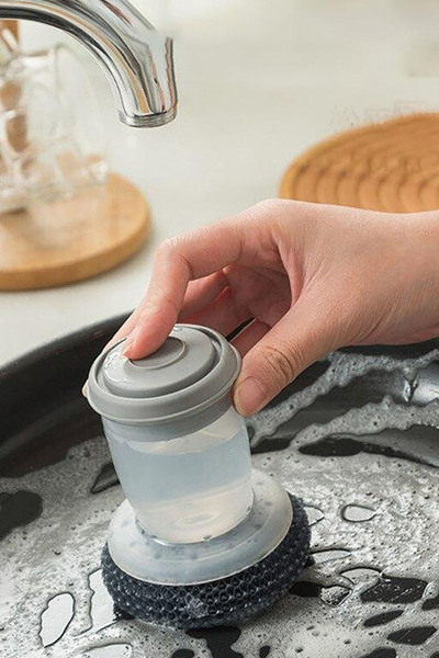 TechnoStation Soap Dispenser Kitchen Brush Sıvı Deterjan Hazneli Bulaşık Fırçası Ve Stand
