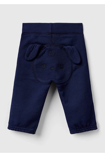 United Colors of Benetton Baby Navy Blue Character Patched Back Gathered Waist Trousers