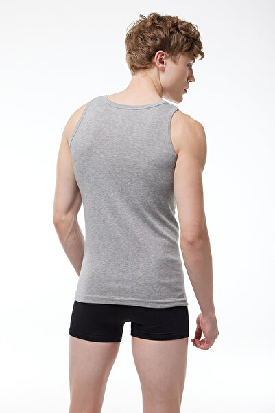 Malabadi Men's Gray 3-Pack 100% Cotton Rib Tank Top 3M034-E
