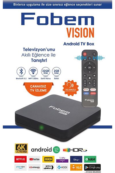 FOBEM Vision 2gb Ram 32gb Hafiza 4k Ultra HD Android 12 TV Box Voice Controlled