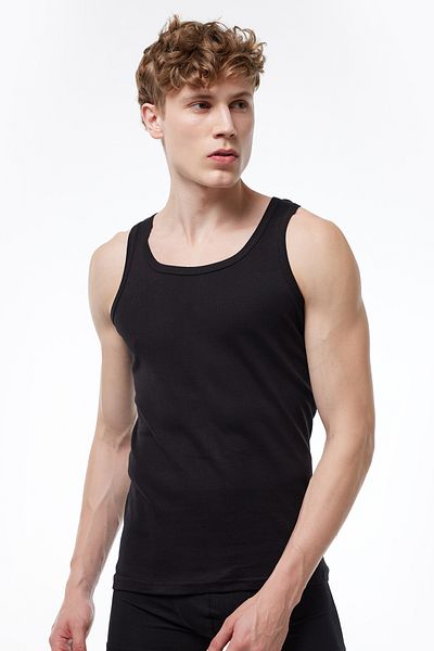 Malabadi Men's Black 3-Pack 100% Cotton Rib Tank Top 3M034-E