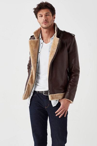 Deriza Nevio Genuine Leather Brown Men's Coat