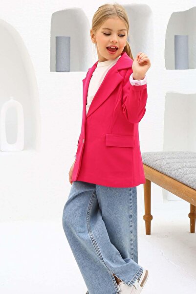 Riccotarz Girl's Loose Fitting Pants and Blazer Jacket Pink Bottom Top Set