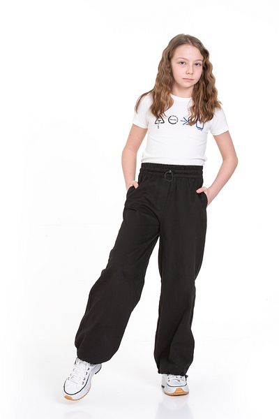 LAPINKOD Girl's Trousers with Elastic Waist and Stoppers