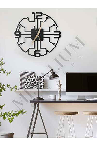 Metalium Concept Dekoratif Sessiz Siyah Metal Duvar Saati 45x45cm [1204-45x45]