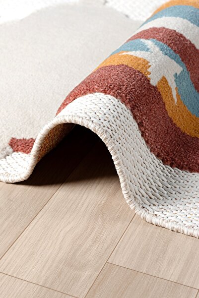 Eliz Home Yıkanabilir Bebek Çocuk Odası Halısı Gökkuşak Desenli Leke Tutmaz Antibakteriyel Antialerjik AYAZ 10