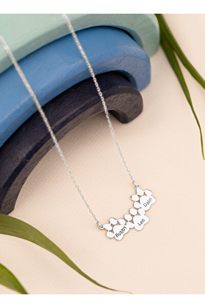 Dkmn Silver 925 AYAR GÜMÜŞ ÜÇLÜ PATİLİ İSİMLİ KOLYE