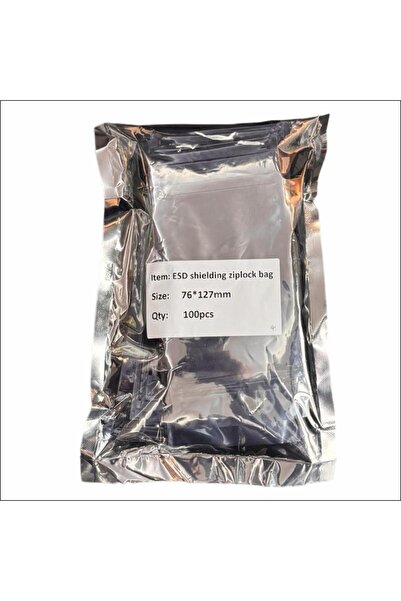 NPO ESD7612 76*127mm 10¹¹ohm 0,076mm Kalınlık Antistatik ESD Kilitli Poşet 100'lü Paket