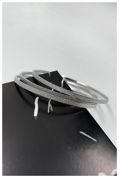 Manken İstanbul Women's Silver 3-Piece Shimmering Model Steel Bracelet, Bracelet