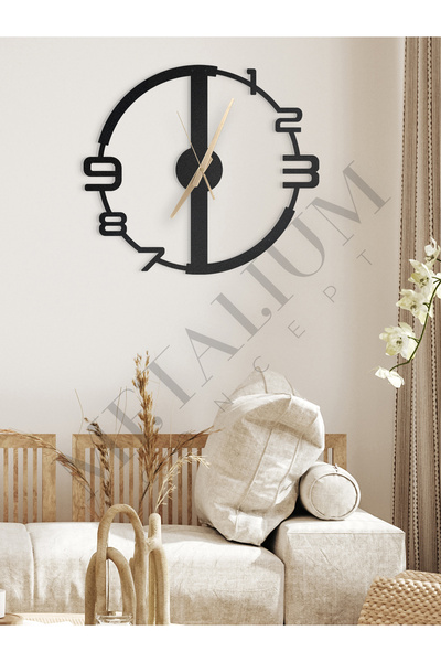 Decorative Silent Black Metal Wall Clock 60x60cm