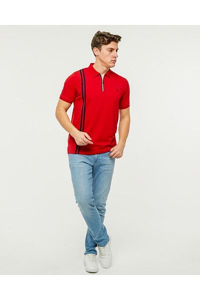 Rey Polo POLO NECK T-SHIRT WITH DOUBLE STRIPES AND ZIPPERS