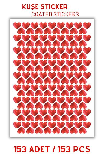 Netsan Etiket 3D Looking Heart Pattern 153 Pieces 3cm Coated Stickers