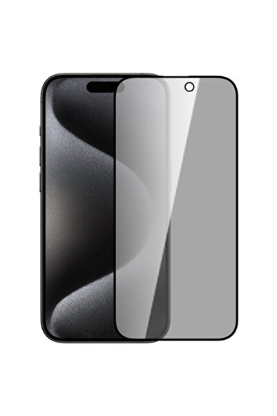 Ally İPhone 15 3D Full Privacy Gizlilik Cam Ekran Koruyucu Anti-Spy SİYAH