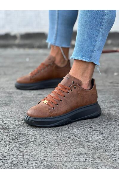 Wagoon WG501 Tan Black Men's High Sole Shoes