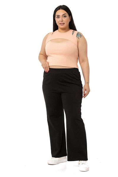 DISENTIS MODEST Large Size Low-cut Ribbed Camisole Salmon Body