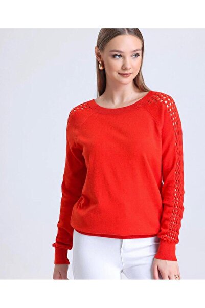 BERNE İNFİNİTY BİSİKLET YAKA KOL AJURLU TRİKO BLUZ