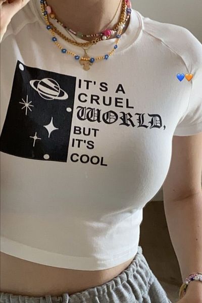 EFBUTİK White It's Cruel But It's Cool Crop