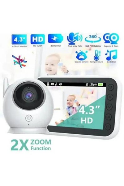 XİRA Lcd Ekranlı Gece Görüşlü Bebek Monitörü -Bebek Izleme Kamerası Oda Sıcaklığı Kontrollü Kablosuz