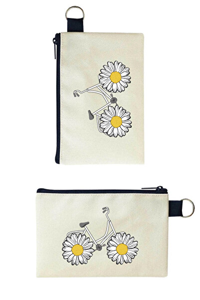 Woys Bags حقيبة مكياج قماشية مطبوعة من ديزي بايسيكل