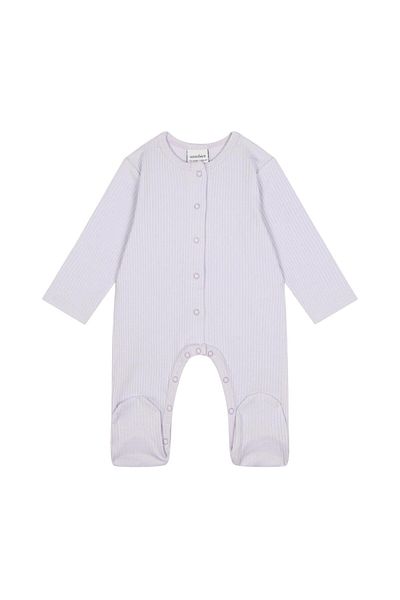 Antebies Lilac Ribbed Jumpsuit - Model with Booties