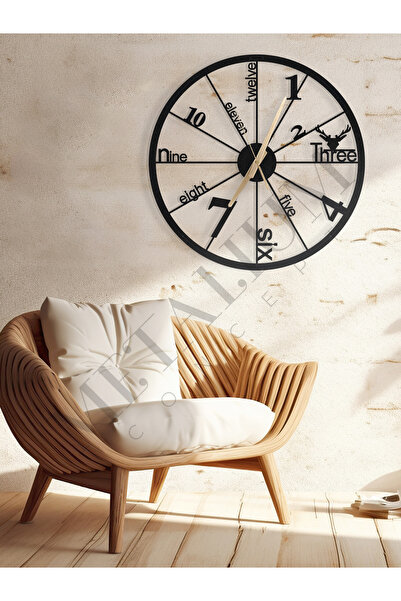 Metalium Concept Dekoratif Sessiz Siyah Metal Duvar Saati 60x60cm [2316-60x60]