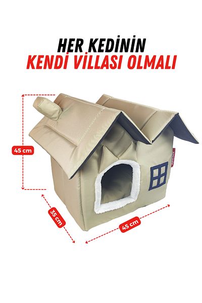 XPERMATE بيت القطط باللون البيج - فيلا القطط، بيت القطط، وبيوت القطط