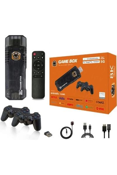 Genel Markalar 5g 8k Ultra Hd 64 GB Tv Box + Game Box Android Tv + Oyun Konsolu 2in1 Youtube Netflix Etc.