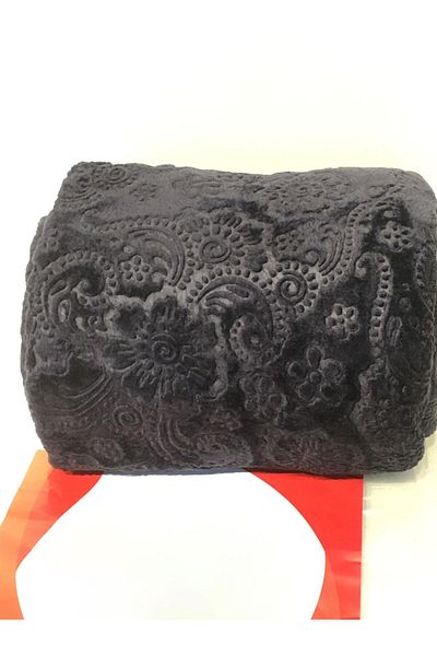 Padişah PADŞAH FLOWER PATTERNED BLACK DOUBLE PERSONAL BLANKET