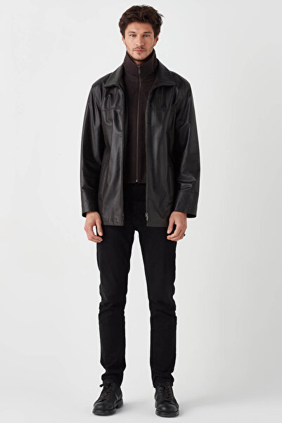 Deriza Relax Genuine Leather Men's Coat Brown