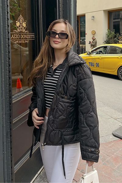 Bianco Lucci Dámský elastický kabát s límečkem na zip