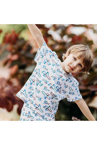 Antebies Airplane Short Sleeve Pajama Set